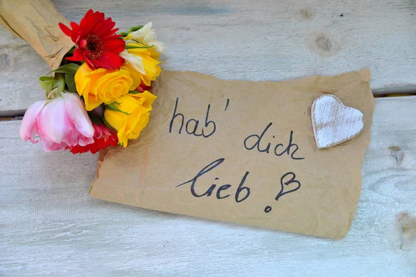 Strauß Ich Liebe Dich Auf Altem Holz Hintergrund — Stockfoto