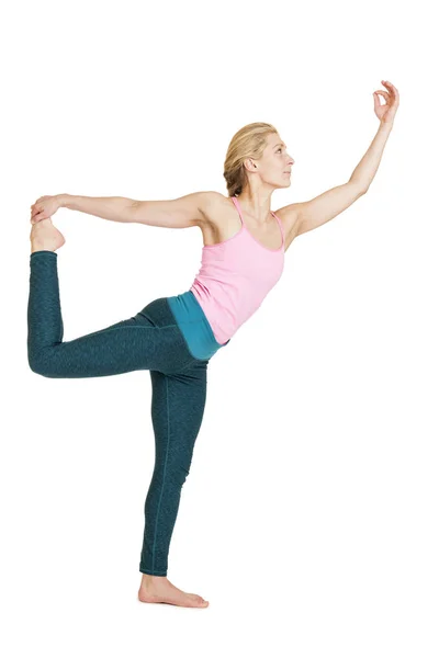 Full Body View Young Woman Yoga Exercise — Foto de Stock