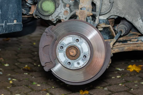 car wheel and brake pads