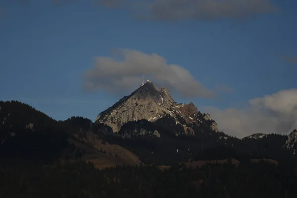 Wendelstein Βουνό Βαυαρικές Άλπεις Αποστολέας Sendemast Τελεφερίκ Βράδυ Bayrischzell — Φωτογραφία Αρχείου