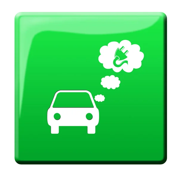 Electric Car Symbol Button — 스톡 사진