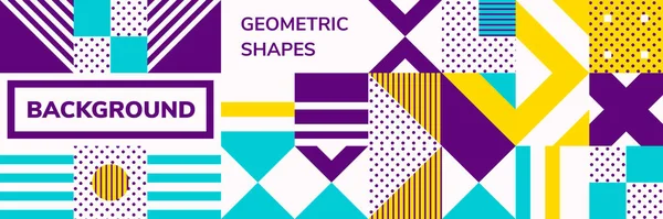 装飾的なシームレスなパターンのシンプルなバナー正方形のモジュールは 北欧スタイルの幾何学的な組成物を着色 — ストック写真
