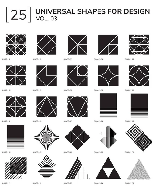 Set Universelle Geometrische Formen Für Design Schwarz Und Weiß — Stockfoto