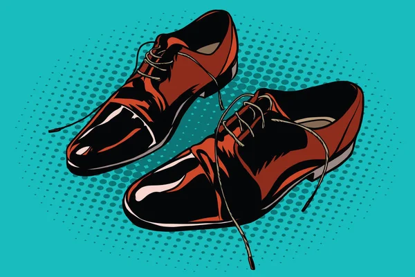Leather Brown Men Shoes Pop Art Retro Comic Book Vector — Stock Photo, Image