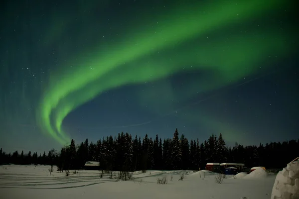 Πράσινα Βόρεια Φώτα Στον Ουρανό — Φωτογραφία Αρχείου