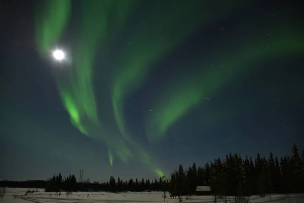 天空中的绿色北极光 — 图库照片