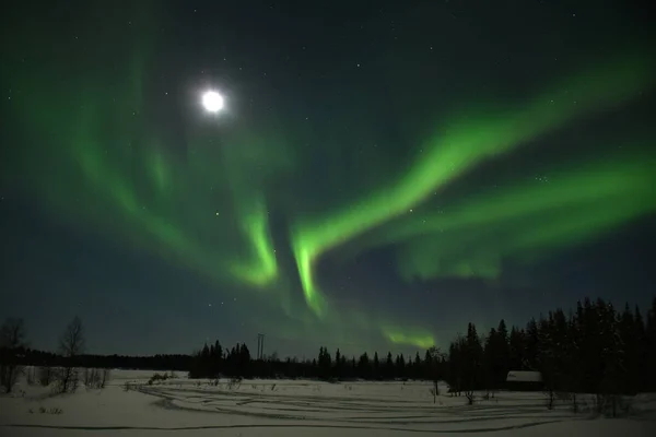 Verdi Aurore Boreali Cielo — Foto Stock