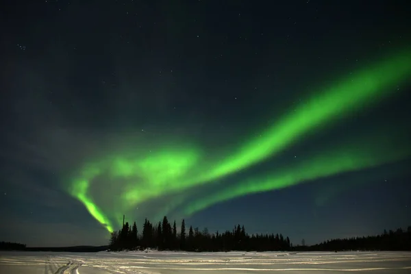 Verdi Aurore Boreali Cielo — Foto Stock