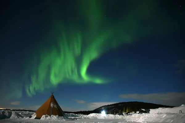 Grönt Norrsken Himlen — Stockfoto