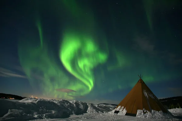 Verdi Aurore Boreali Cielo — Foto Stock