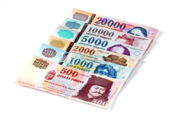 Ungarische Forint Banknoten Auf Weißem Hintergrund — Stockfoto