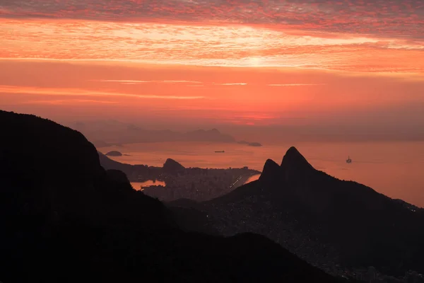 Magnifique Lever Soleil Orange Pedra Bonita Rio Janeiro Brésil — Photo