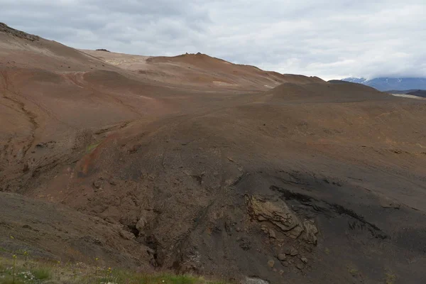 Paisagem Krafla Islândia Vermelho Marrom Natureza Lava Vulcanismo Vulcão Volkangebiet — Fotografia de Stock