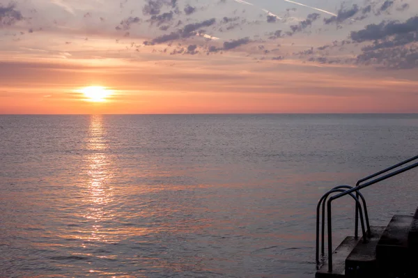 Färgglada Vacker Solnedgång Över Adriatiska Havet Piran — Stockfoto
