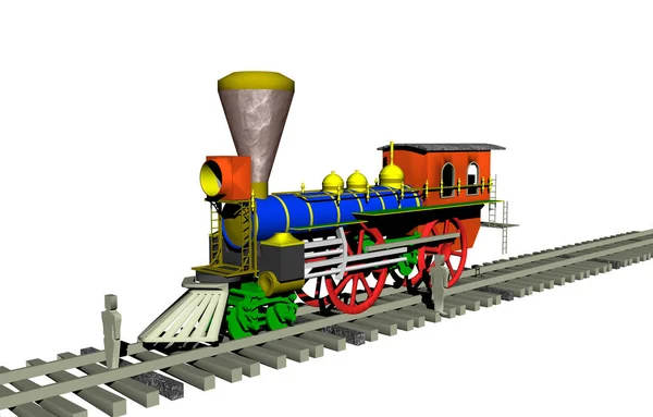 Locomotiva Brinquedo Faixas — Fotografia de Stock