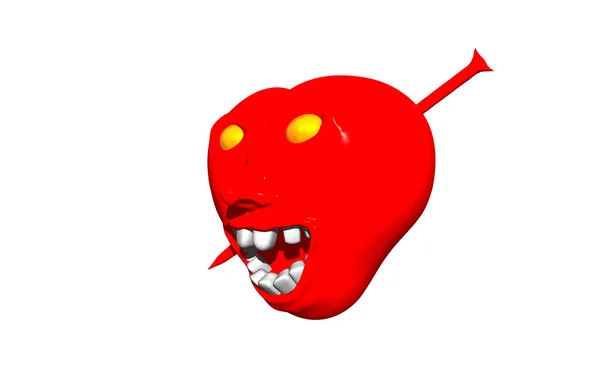 Cartoon Halloween Red Heart Face Mouth — Stock Photo, Image