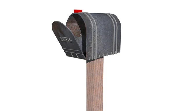白い背景に隔絶された古い木製のメールボックス — ストック写真