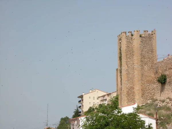 Stadsutsikt Husfasader Morella Provinsen Castellon Spain — Stockfoto