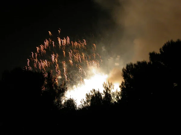 불꽃이 터지는 하늘의 불꽃놀이 — 스톡 사진