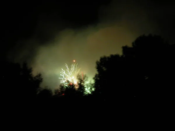 불꽃이 터지는 하늘의 불꽃놀이 — 스톡 사진