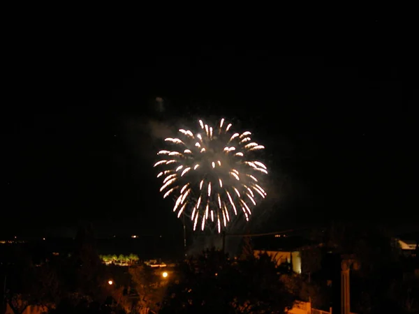 Vuurwerk Nachtelijke Hemel Festivalfeest — Stockfoto