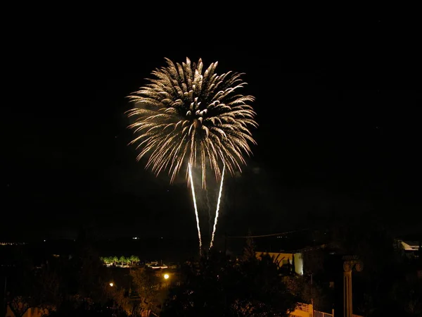 Fuegos Artificiales Explosión Cielo Nocturno Celebración Del Festival — Foto de Stock