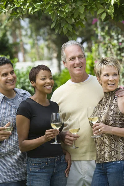 Şarap Kadehleriyle Farklı Arkadaş Grupları Başka Tarafa Bakıyor — Stok fotoğraf