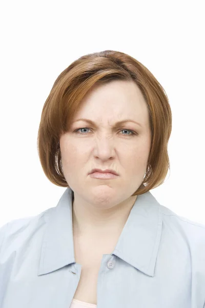 Porträt Einer Wütenden Geschäftsfrau Auf Weißem Hintergrund — Stockfoto