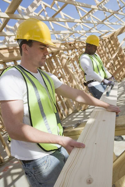 Trabajadores Manuales Que Trabajan Juntos Obra — Foto de Stock