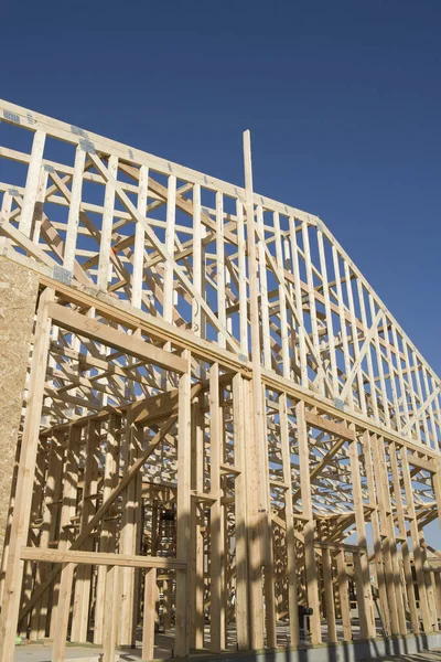 Wooden Framed House Construction Blue Sky — Stock Photo, Image