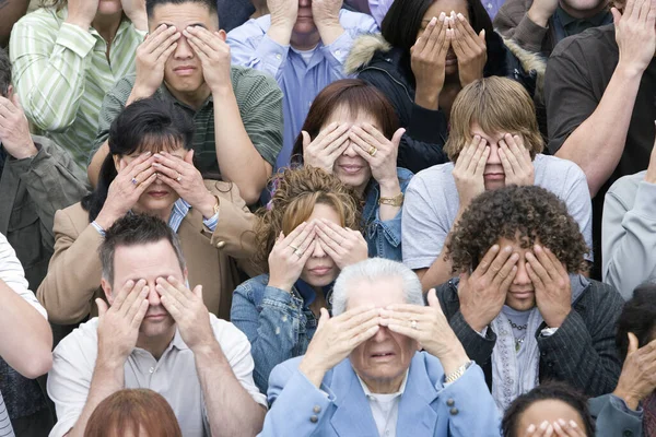 Multiethnic Group People Closing Eyes Together — Stock Photo, Image