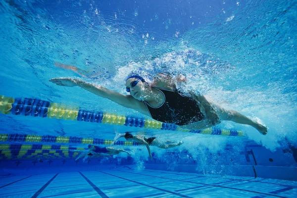 Участницы Соревнований Плаванию Воде — стоковое фото