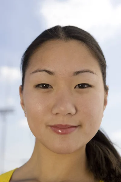 Close Portrait Happy Asian Female Athlete — Stock Photo, Image