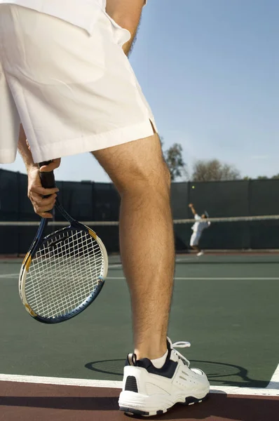 Male Players Playing Tennis Match — Stock Photo, Image