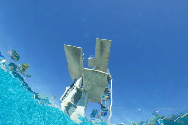 Low angle view of diving board against clear sky