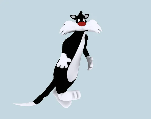 Karikatur Katze Illustration Auf Weißem Hintergrund — Stockfoto
