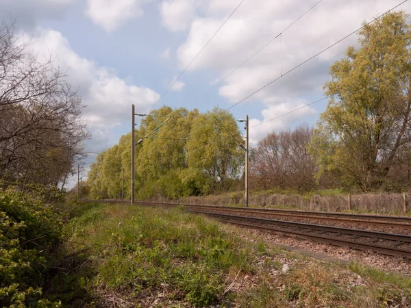 Prachtige Shots Van Dag Tijd Trein Tracks Zoals Zien Staan — Stockfoto