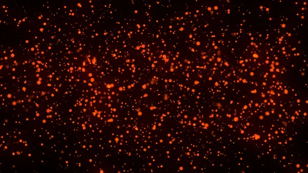 An explosion of orange and gold embers or particles with depth of field. 3d rendering