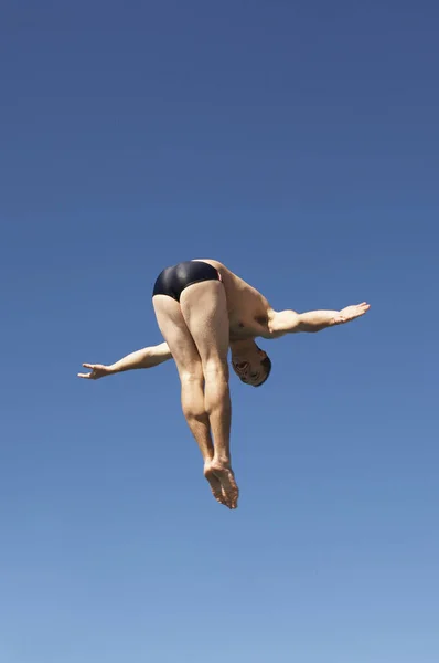 Diver Diving Midair Clear Sky Royalty Free Stock Images