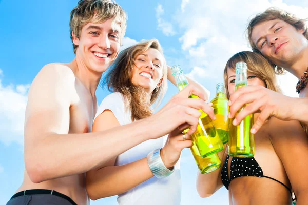 Group Very Beautiful People Celebrating Beach Summer Lives — Stock Photo, Image