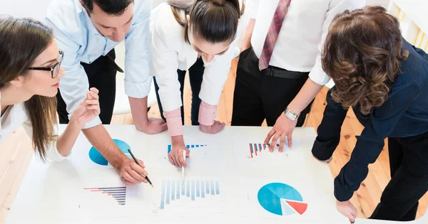 Financial Consultants Bank Analyzing Data Discussing Graphs — Stock Photo, Image