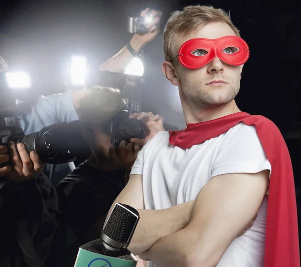 Superhero Being Photographed Paparazzi — Stock Photo, Image