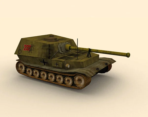 Gammal Militär Tank Rendering — Stockfoto