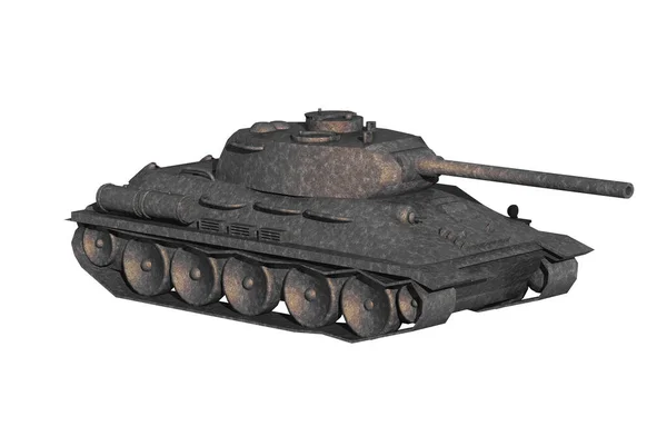 白色背景的旧军用坦克 — 图库照片