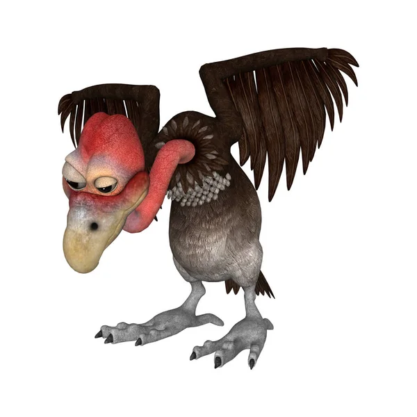 Rendering Cartoon Vulture Isolated White Background — Stock Photo, Image