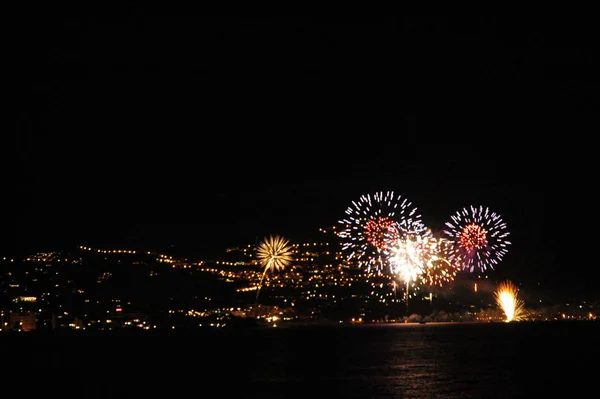 Fuegos Artificiales Cielo Nocturno Celebración Del Festival — Foto de Stock