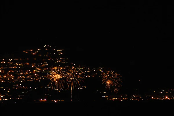 Fuegos Artificiales Cielo Nocturno Celebración Del Festival — Foto de Stock