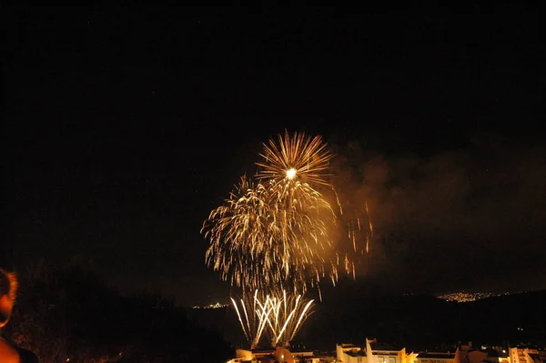 Feuerwerk Himmel Pyrotechnik Explodiert — Stockfoto