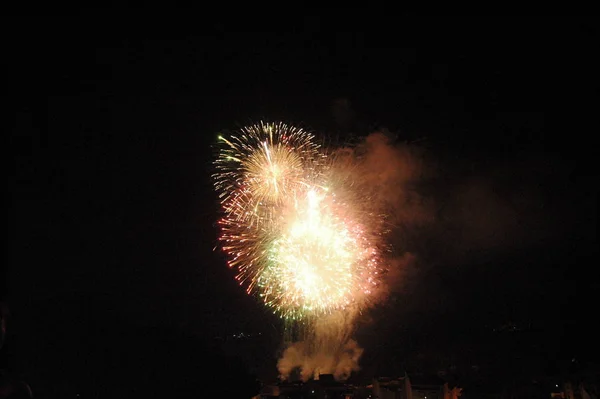 Festival Fuochi Artificio Cielo Esplosione Pirotecnica — Foto Stock