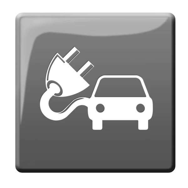 Elektryczny Samochód Przycisk Symbolu — Zdjęcie stockowe
